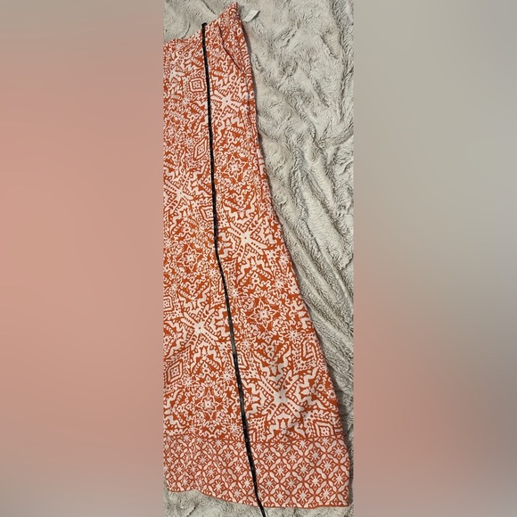 Japna Orange and White Patterned Stretch Wide-Leg Pants - Picture 6 of 7